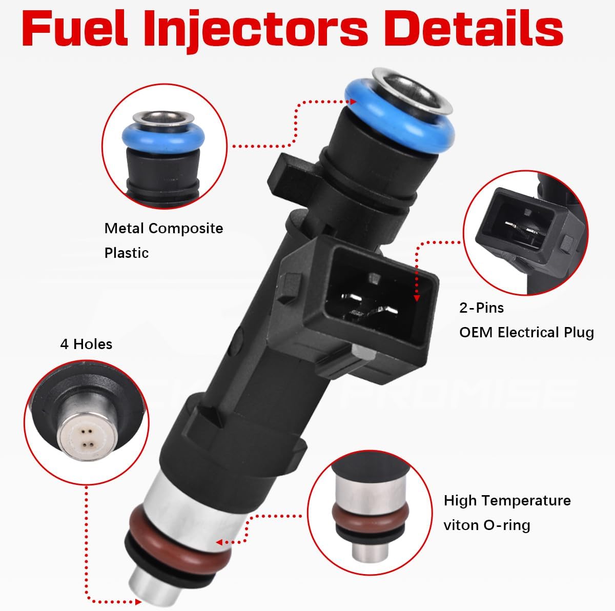 RLP Fuel Injectors Set of 4 Compatible with Chevy 2011-2015 Cruze 2016 Cruze Limeited 2012-2016 2018 Sonic 2013-2016 Trax & Buick 2013-2019 Encore 1.4L Replace# 0280158205 FJ1150 4 Holes