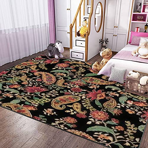Modern 3D Home Area Rugs Colorful Paisley Indonesian Batik Bright Classic Indian Fabric Paisley Carpets Non-Slip Extra Size Yoga Mat Runner Rug For Living Room Bedroom Girls Playroom Home Decor #TOP3
