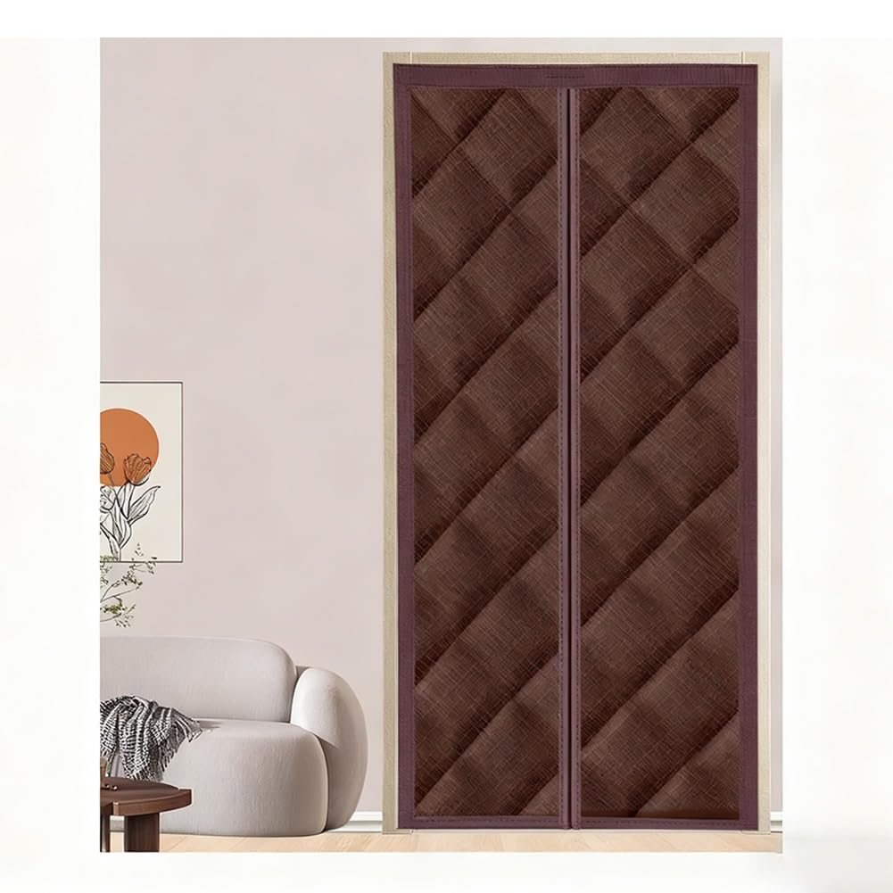Tenda termica magnetica con copertura in cotone resistente, tessuto Oxford spesso, per porta anteriore e posteriore, per soffitta e ingresso, colore rosso, 105 x 205 cm