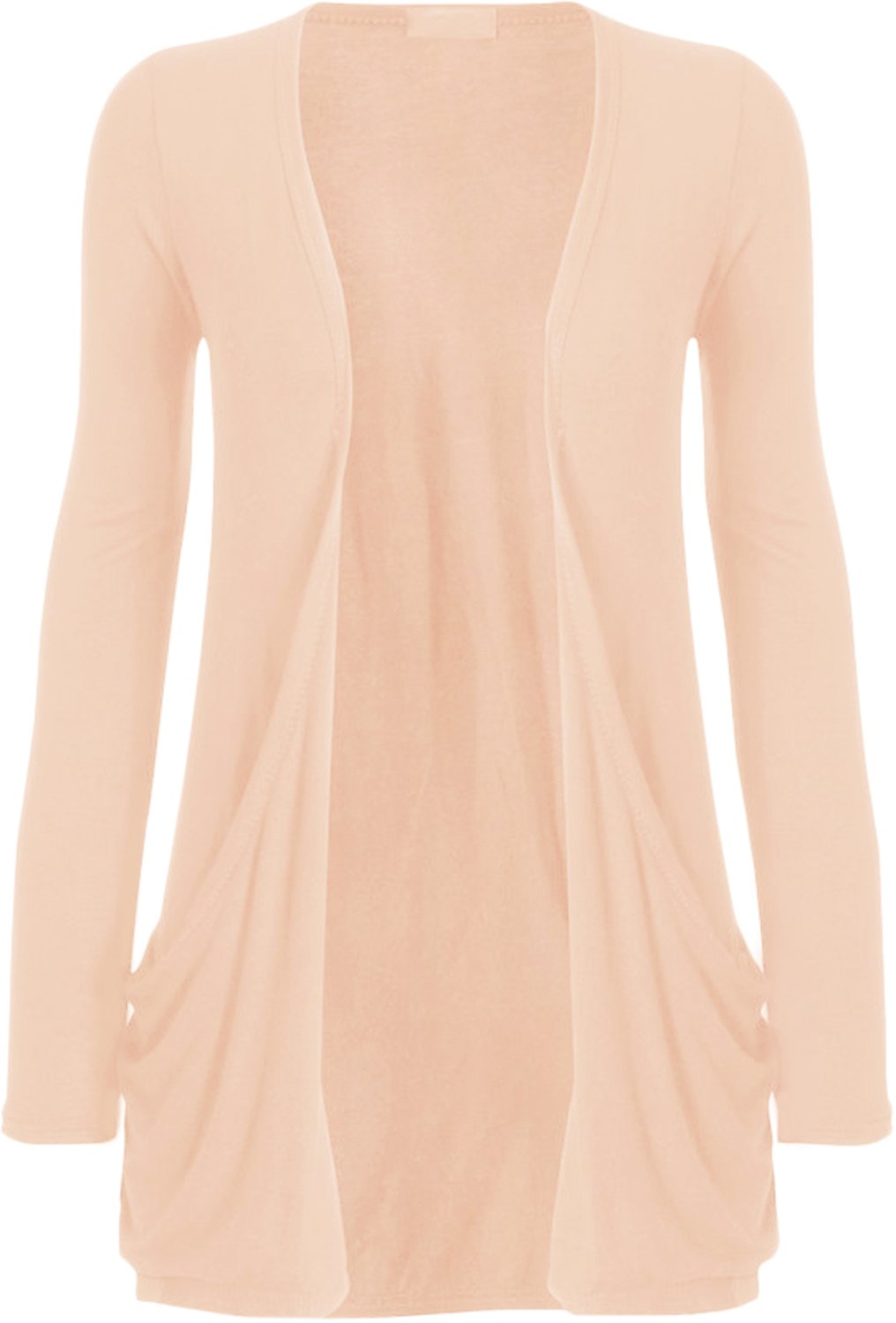 WearAll Ladies Long Sleeve Boyfriend Cardigan Womens Top - Peach - 12/14