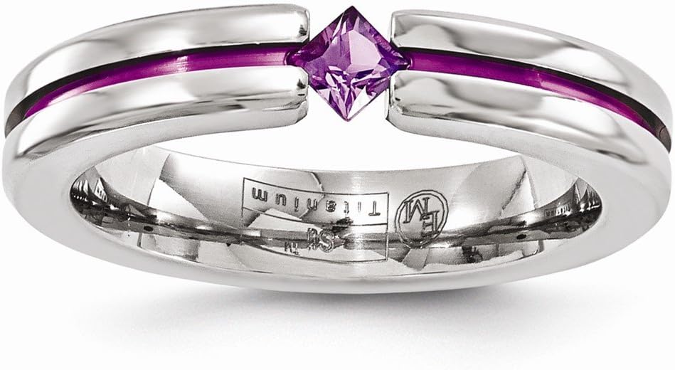 Edward Mirell Titanium Amethyst & Pink Anodized 4mm Wedding Band