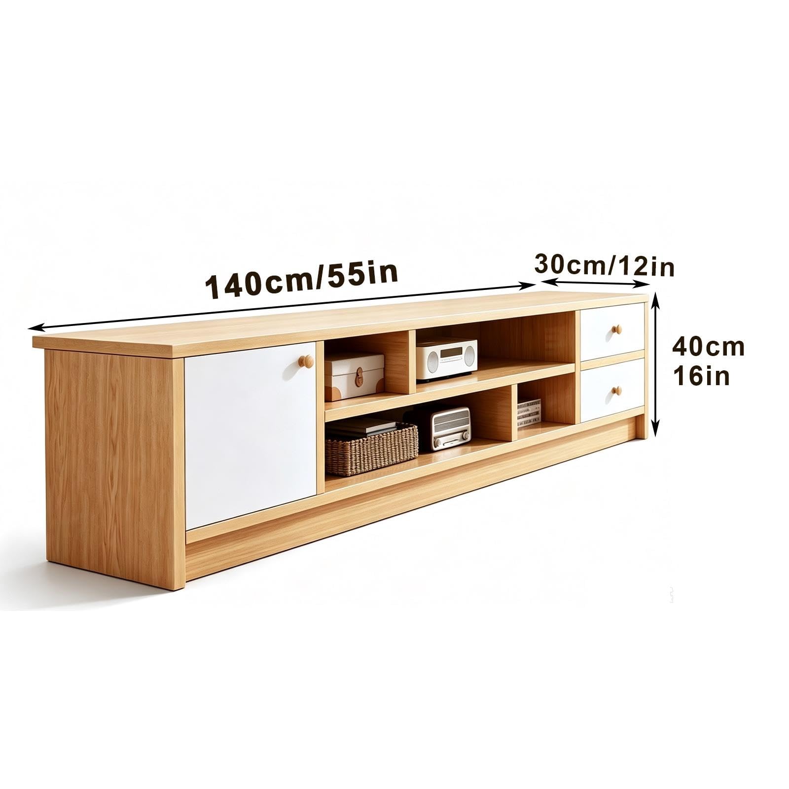 Meuble TV Supportant Jusqu'à 80 Kg, Dos Ouvert, Meuble Tele Bois