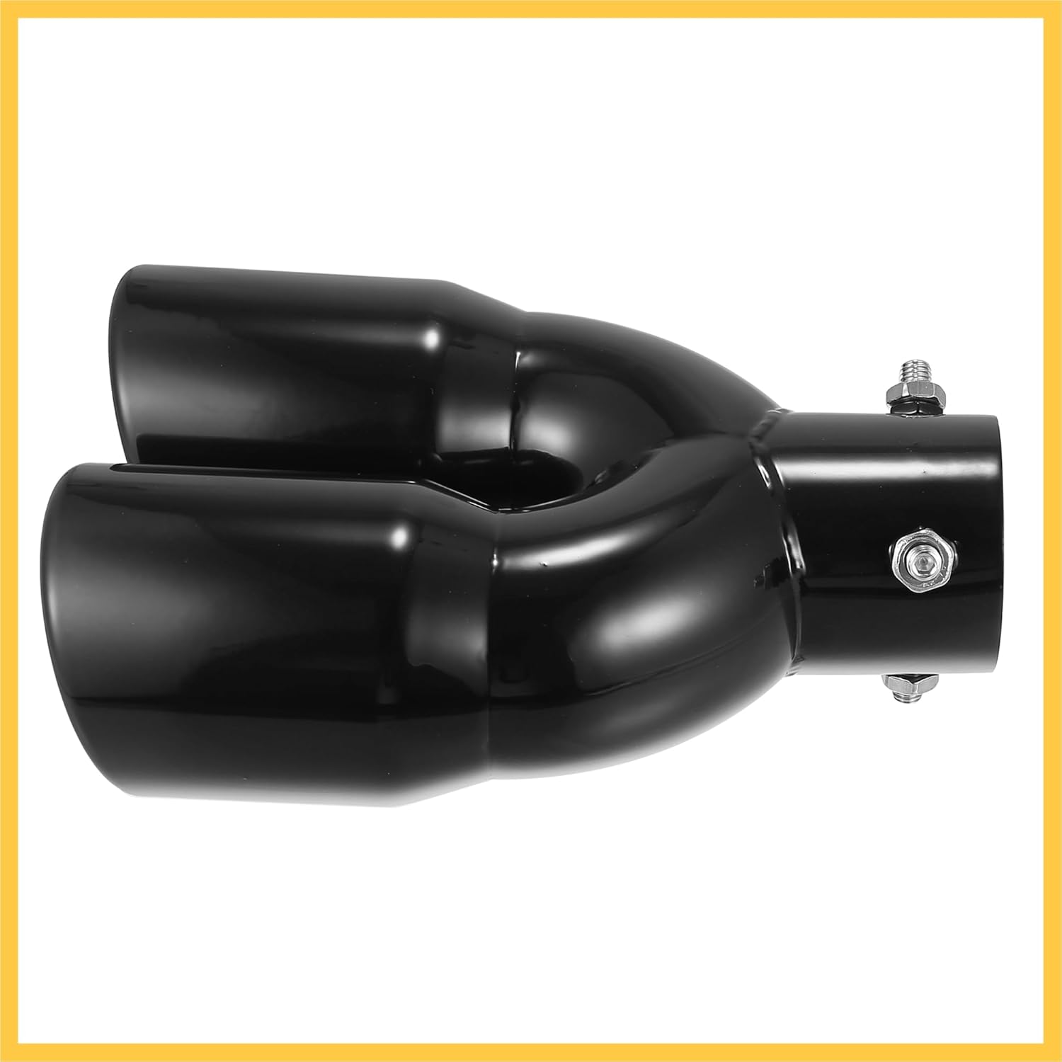 Dual Exhaust Tip 62mm 2.44" Inlet Straight Car Double Exhaust Tip Exhaust Tailpipe Stainless Steel Glossy Black Outlet Slant Angle Double Wall for 2.5" Pipe Auto Replacement Parts