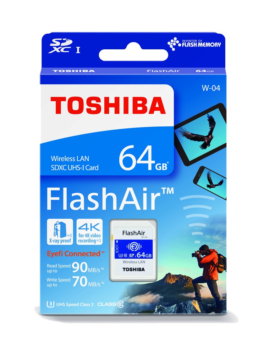 Toshiba Flashair W-04 - Tarjeta de memoria (64 GB, SDXC, Clase 3, 90 MB/s, 70 MB/s, UHS-I)