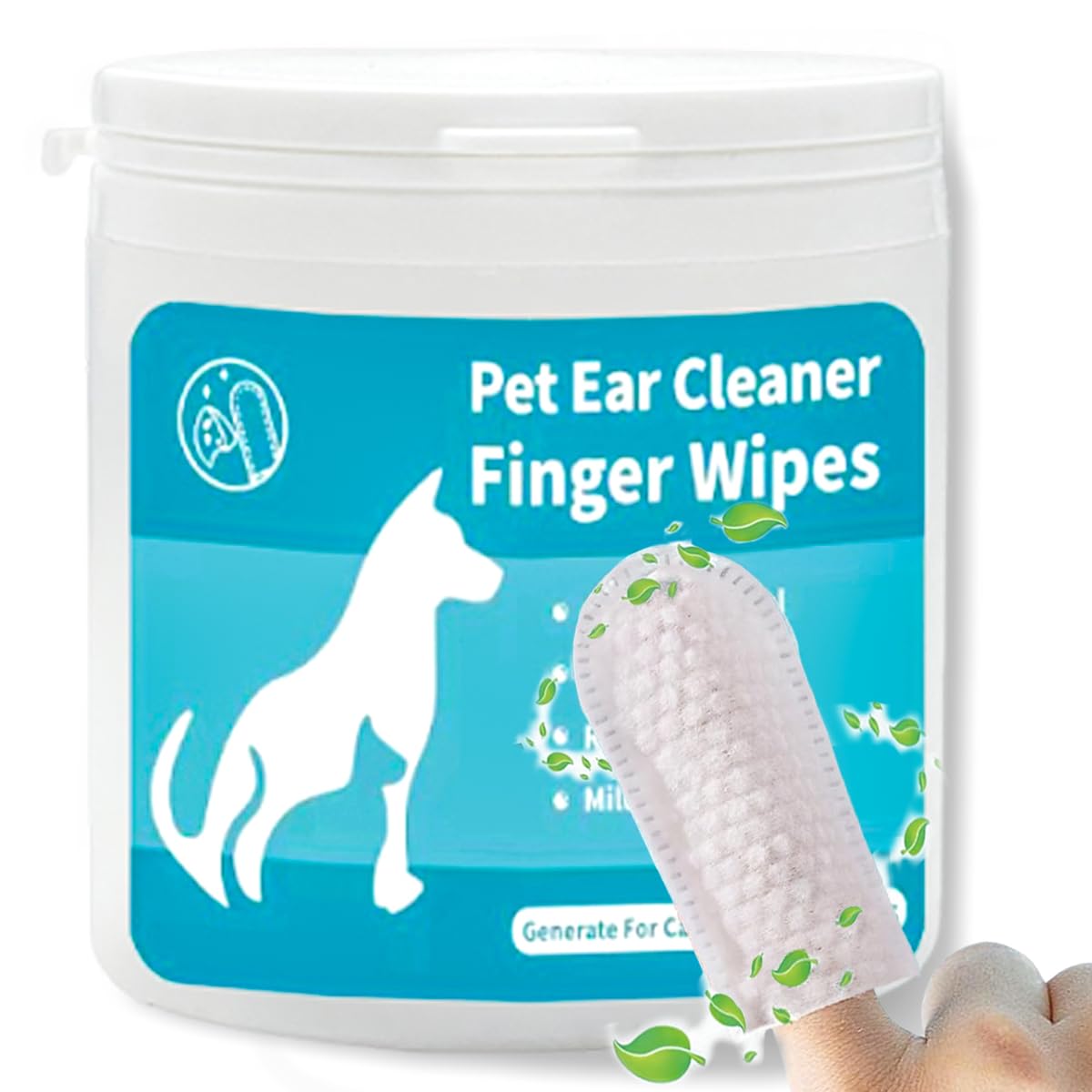 Ear Cleaning Finger Wipes for Dogs and Cats, Ear Soothing Wipes, Ear Cleaner, Relieves Itchy Pet Ears, Removes Ear Wax, Dirt, Soothes and Deodorizes (50 PCS)