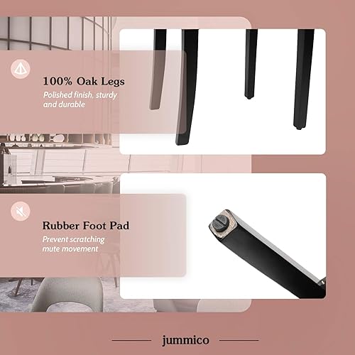 Miniatura 6 de JUMMICO Silla de comedor de piel sintética, sillas de sala de estar, silla lateral moderna sin brazos de cocina con patas de madera maciza, juego de