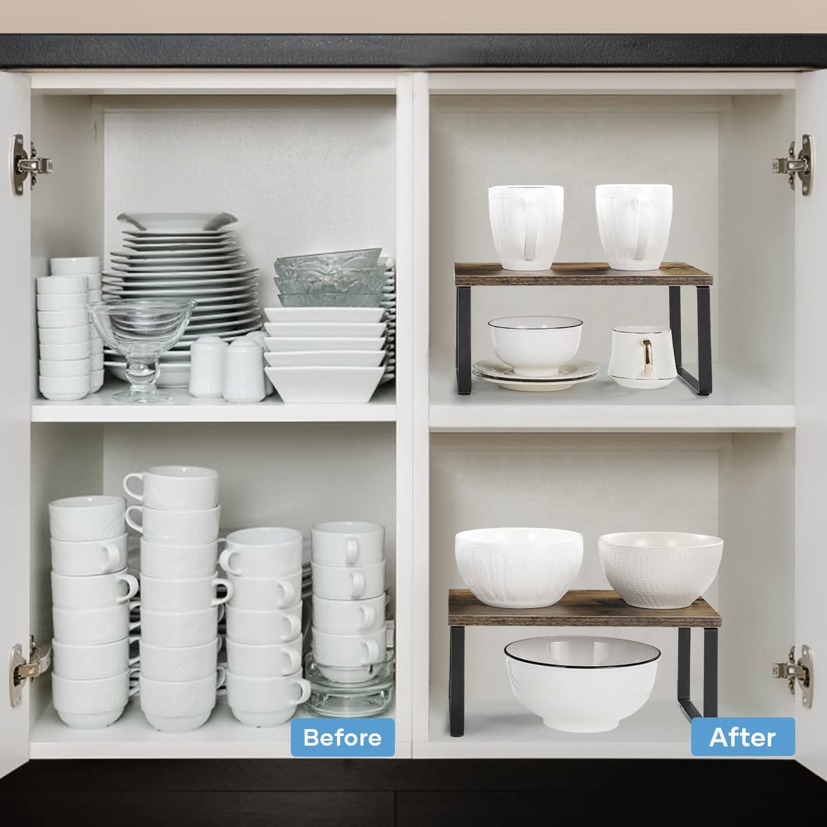 Snapklik.com : Kitchen Cabinet And Counter Shelf Organizer, Shelf Riser ...