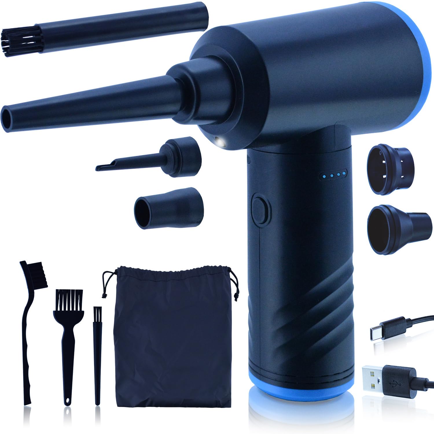 Souffleur D'air Comprimé 12 En 1 Sans Fil - 260 000 Tr/min, Batterie 8000mAh - Nettoyage PC, Clavier, Voiture
