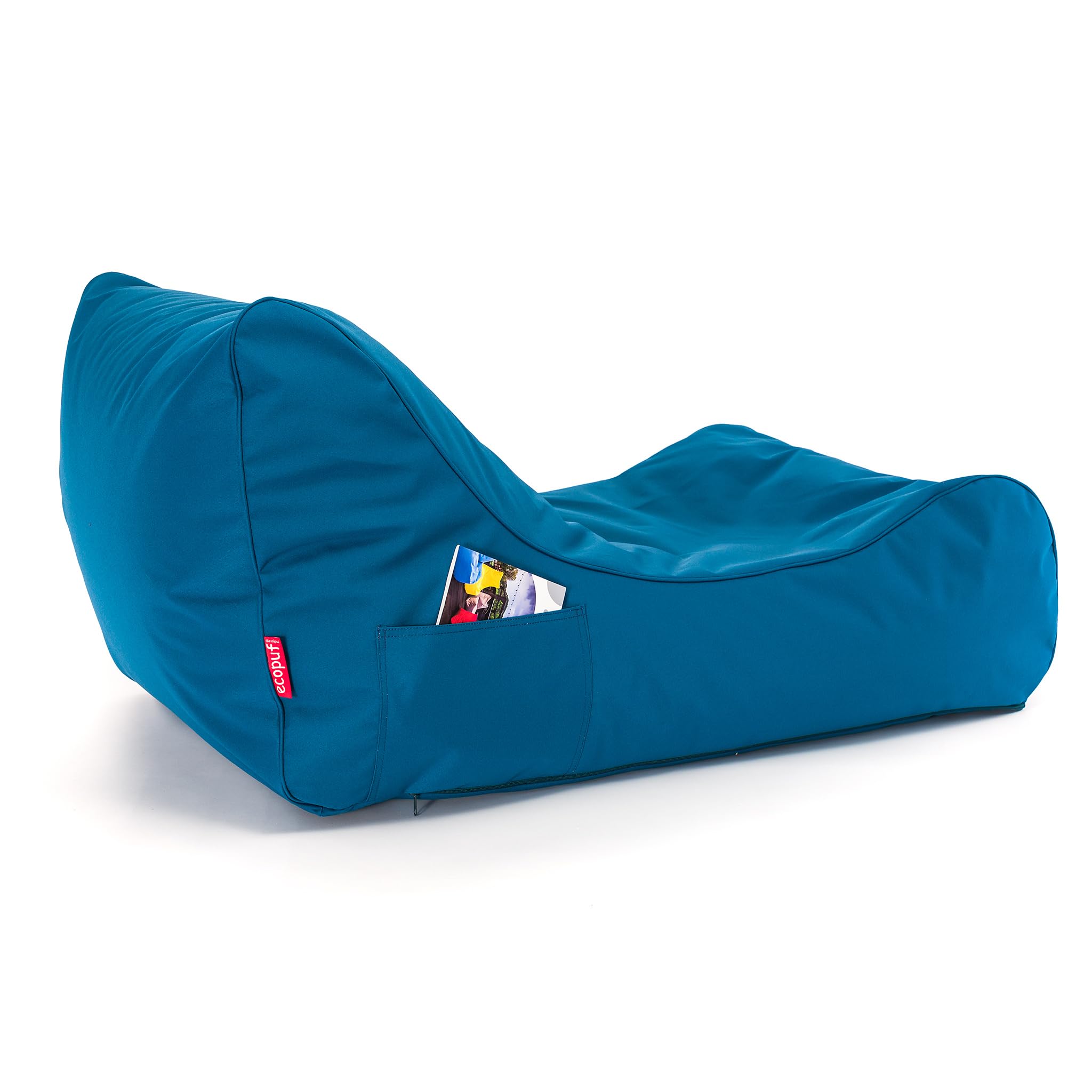 Ecopuf - Master Canapé Pouf Chaise Longue da esterno - Pouf Poltrona con tasca portaoggetti e maniglia - Borsa in tessuto impermeabile - Poltrona da salotto - 115x65x60cm, Blu M16