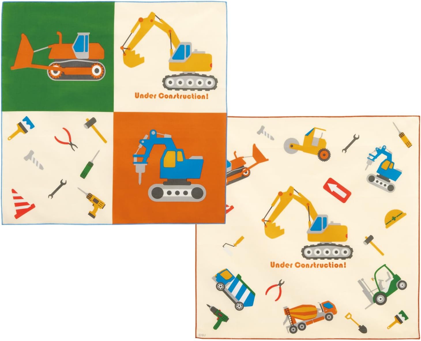 Skater KB4WN-A Bento Cloth Lunch Cloth for Kids, Set of 2, Working Cars