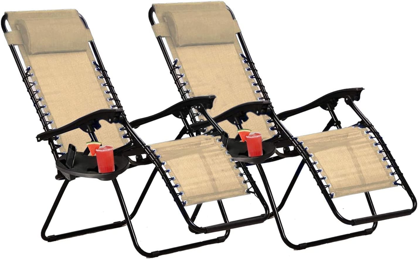 KEPLIN Set of 2 Heavy Duty Textoline Zero Gravity Chairs Garden