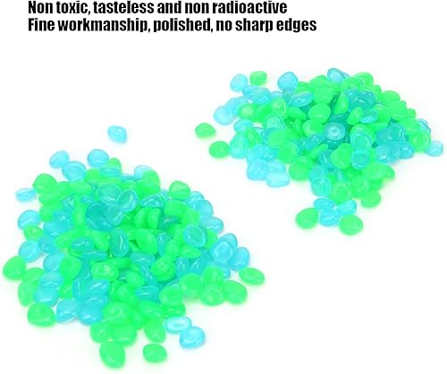 Miniatura 8 de Piedras brillantes, 300 piedras decorativas de jardín que brillan en la oscuridad, guijarros luminosos de jardín para pasarelas, jardín, patio,