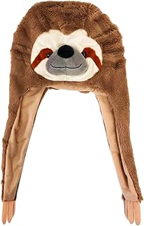 Tigerdoe Animal Hood Hat - Sloth Hat- Plush Animal Hats - Sloth Accessories - Sloth Gift Brown