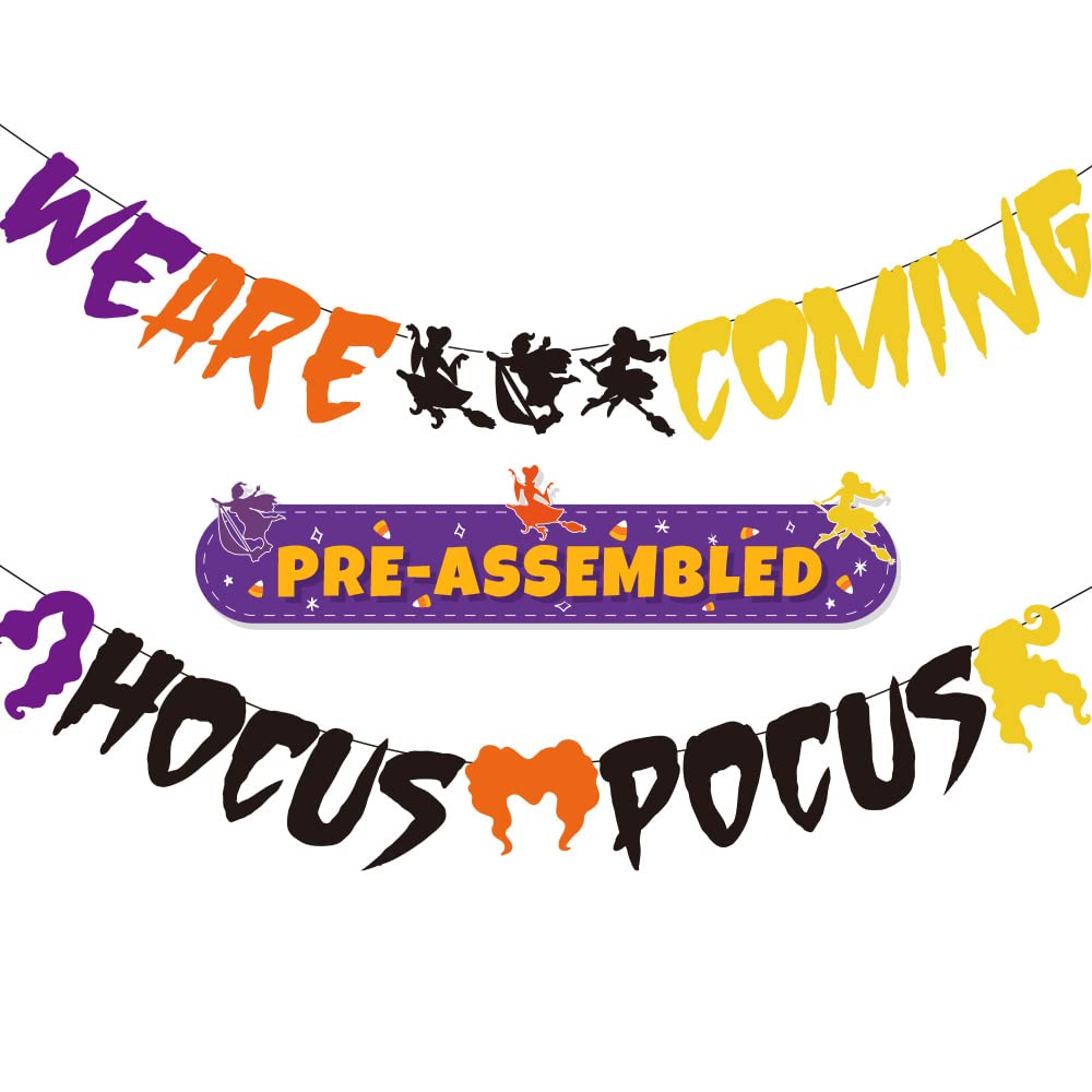 WATCPNO Hocus Pocus Banner Decorations No Need DIY Halloween Hocus Pocus Party Decorations Hocus Pocus Witch Decorations for Hocus Pocus Party Supplies Decor