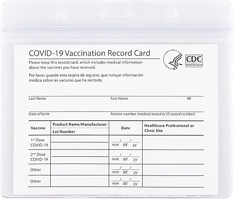amazon com 5 pack cdc vaccination card protector 4 x 3 in immunization record vaccine cards holder clear vinyl plastic sleeve with waterproof type resealable zip office products