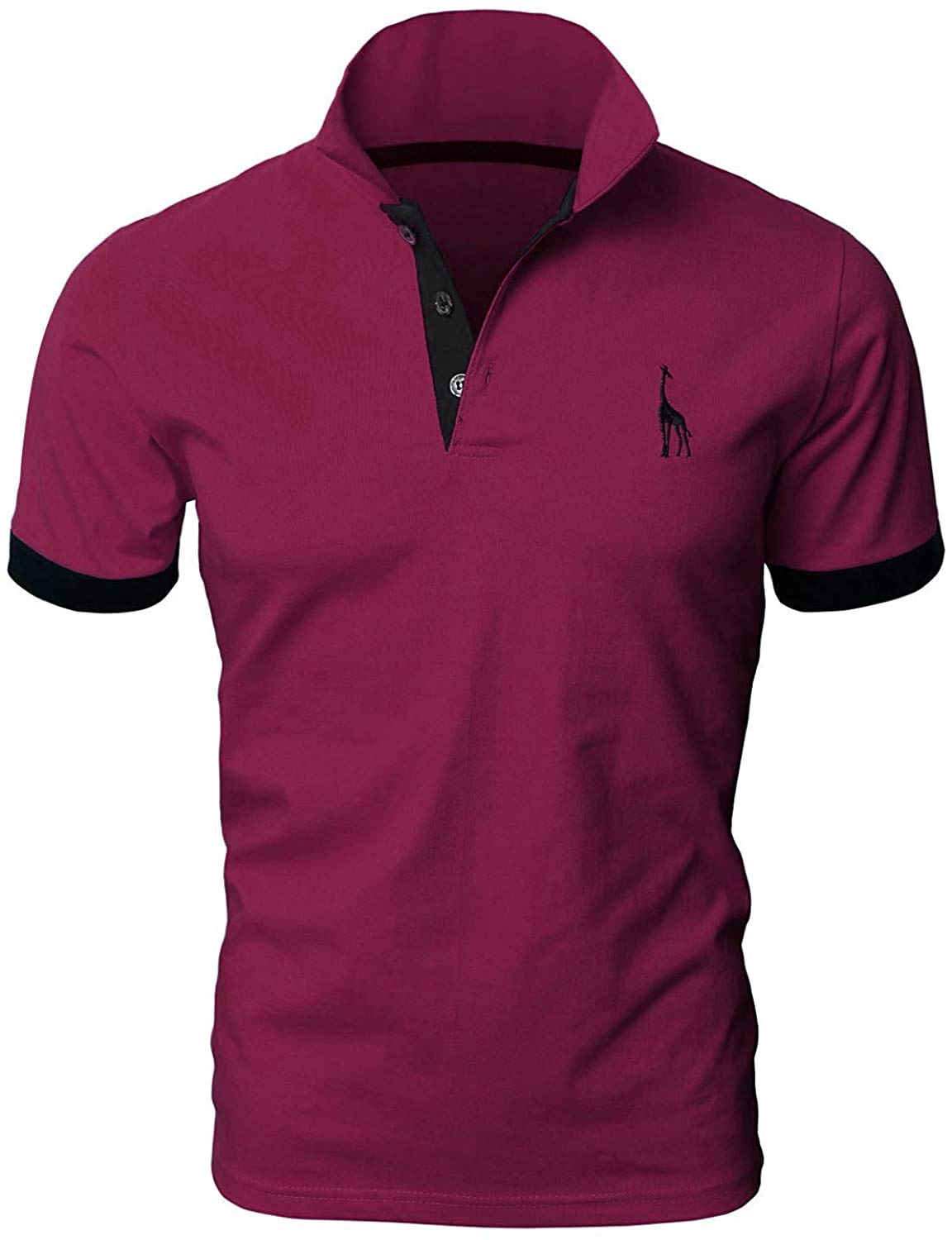 LIUPMWE Polo Uomo Manica Corta Ricamo Giraffa Cotone Moda Comodo vestibilità Slim Golf Poloshirt Sportive Shirt
