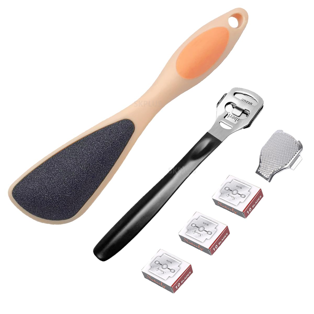 Pumice Stone Foot File - Callus Shaver Skin Remover with 31 Blades - Dual Sided Pedicure Feet Scrubber with Handle for Callus, Dry, Hard Dead Skin Removal - Heel Scraper Foot Care Tools