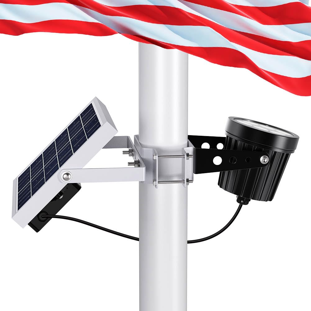 Photo 1 of ***PARTS ONLY***Solar Flag Pole Light, Flagpole Light Solar Powered Outdoor Bright LED 6000K Dusk to Dawn IP65 Waterproof with Bracket Clamp Fits 1.4-3” Pole Mount and Stakes for Ground Wall Mounting