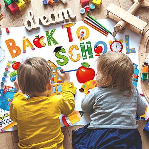 Image of Whaline 51Pcs Back to School Cutouts Pencil Assorted Designs Bulletin Board Decoration First Day of School Paper Cut-Outs with 100Pcs Glue Points for Teacher Students Classroom Game Party Supplies