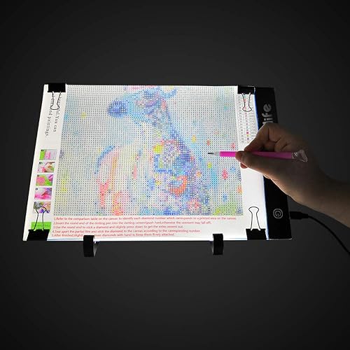 Miniatura 9 de Mlife Kits de tablero de luz A3 para pintura artística con diamantes, caja de luz de trazado, almohadilla de seguimiento iluminada, tablero de luz