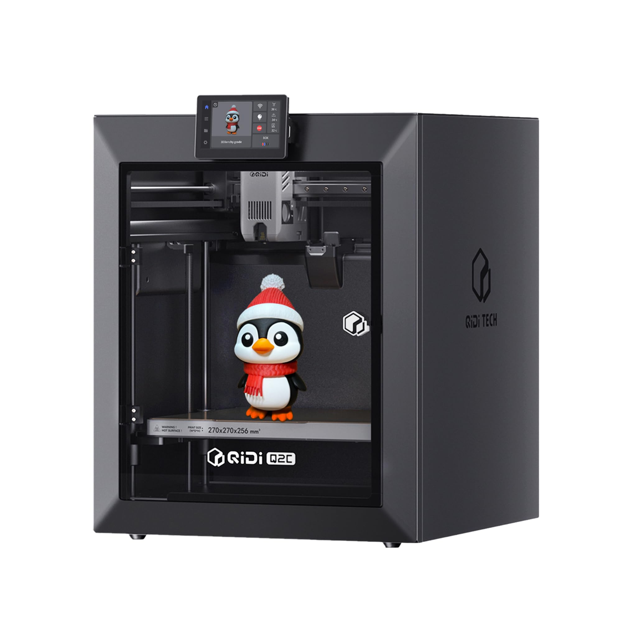QIDI Q2C 3D Printer, Enclosed FDM with New Generation Leveling Sensor for Full Auto Leveling, 600mm/s High Speed, 270x270x256mm Build Volume, 370℃ Bimetal Hotend Unlock PPS-CF, from Beginner to Expert