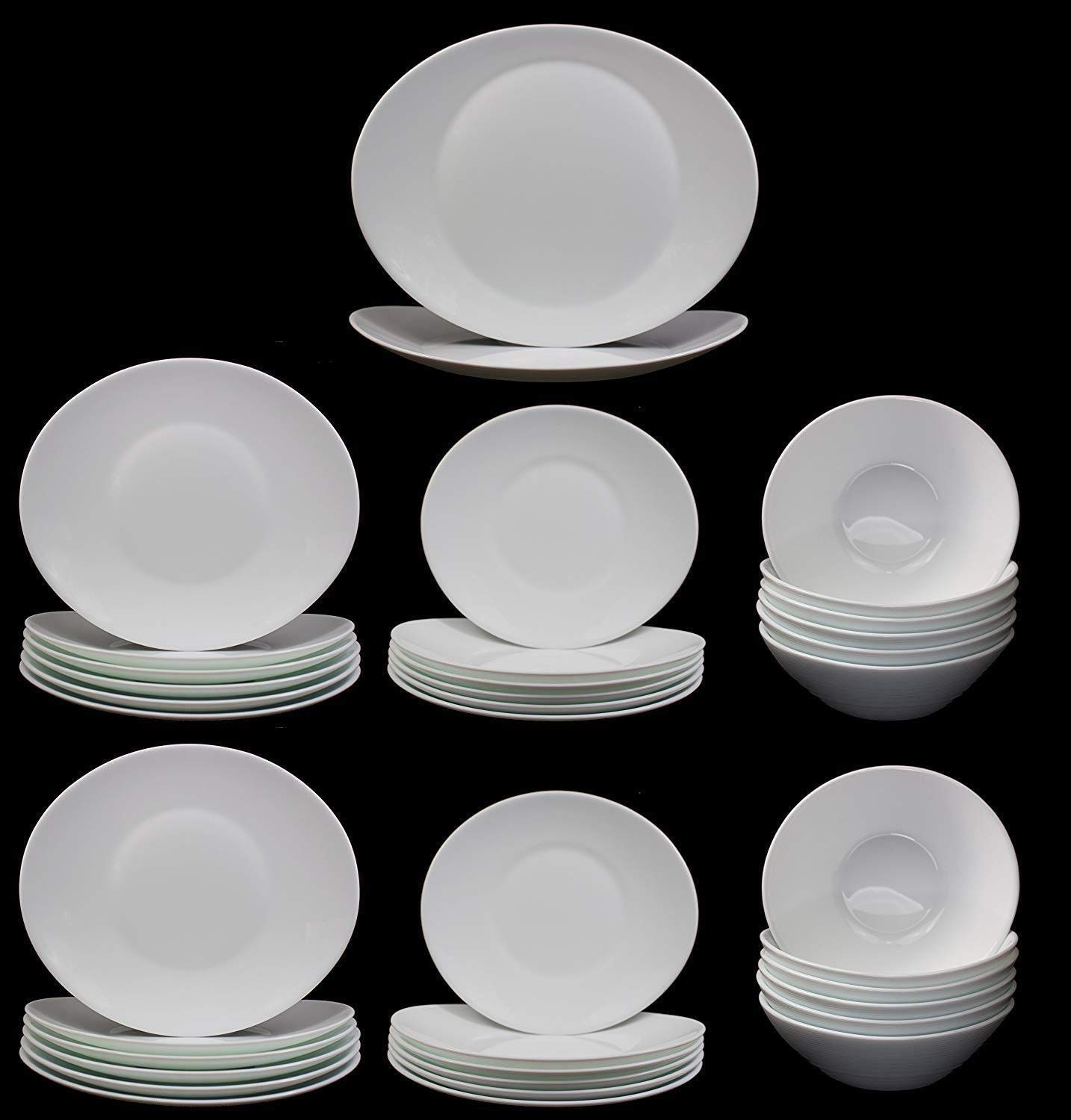 Oval Shaped Prometeo Full Breakfast Service Set in Brilliant White with ...
