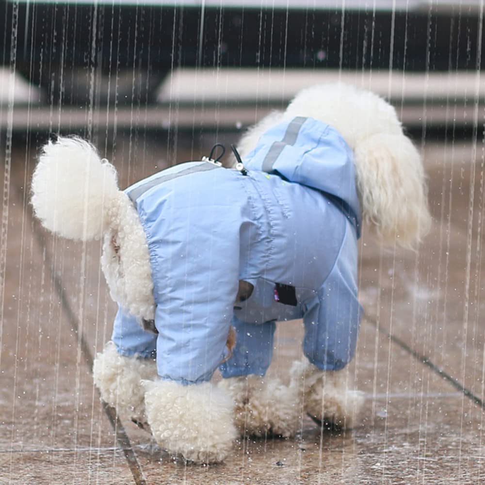 Chubasquero para Perros, Impermeables Reflectantes for Perros pequeños, Grandes y Gatos, Mono Impermeable, Chaqueta con Capucha for Exteriores, Ropa for Cachorros(Blue,L)