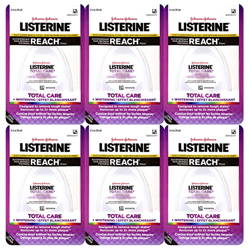 Listerine Total Care Whitening Dental Floss, 30 Yards (Pack of 6