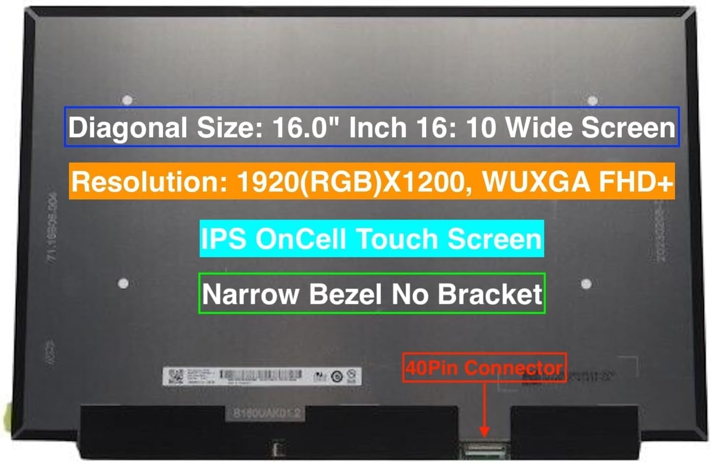EM EMAJOR TECH New Screen Replacement for N160JCN-ELK 1920X1200 FHD+ IPS OnCell Touch LCD LED Display with Set of Tape Tools