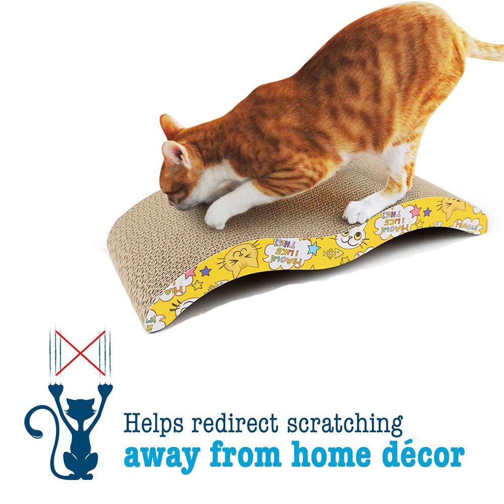 Mumoo Bear Cat Scratcher Cat Scratching Board Durable Kitten Scratching Pads with Organic Catnip, Reversible Cat Scratcher Lounge Made From Recyclable Corrugate Cardboard