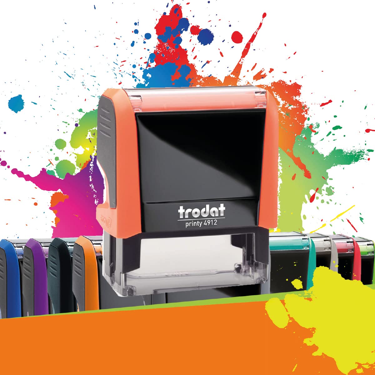 Trodat Printy 4912 - Professional Self-Inking Stamp with 4 Customizable Lines – Text Plate 47 x 18 mm Included (Pastel Peach)