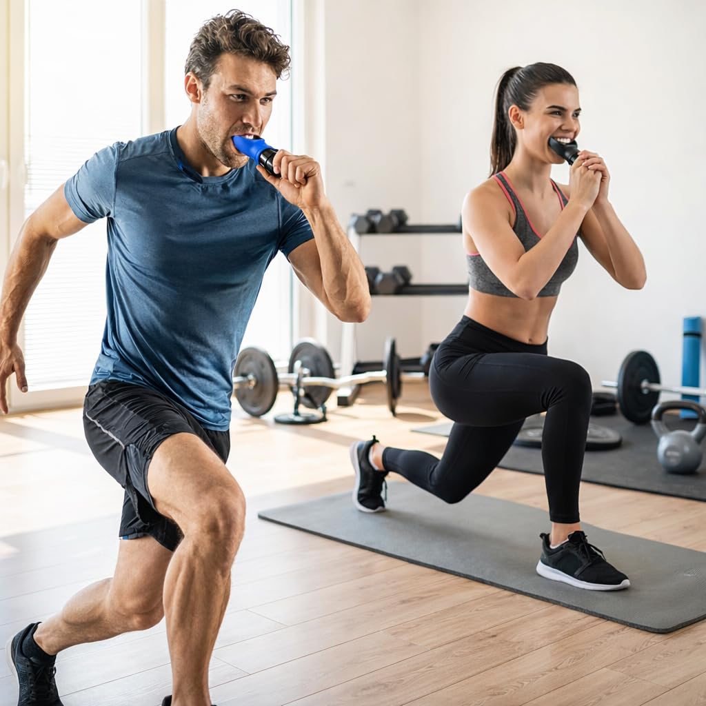 Allenatore Respiratorio Resistenza Regolabile | Respiratore Allenamento Polmoni | Breath Trainer Sport Fitness Yoga Nuoto | Esercizi Respirazione Diaframma Set 2 Pezzi Nero e Blu