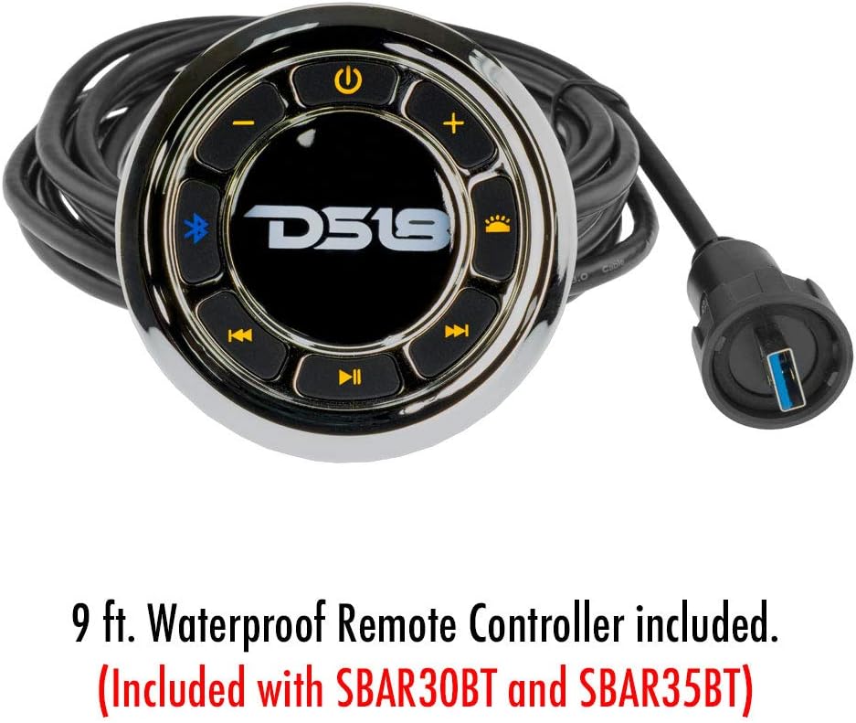 Black Friday - 50% OFF DS18 SBAR35BT Black Hydro 35 2-Way Sound Bar Waterproof Speaker with Integrated RGB Lights and Bluetooth System - 400 Watts MAX, 200 Watts RMS – Ideal for ATV, UTV, Jeep, SXS, Marine,RZR