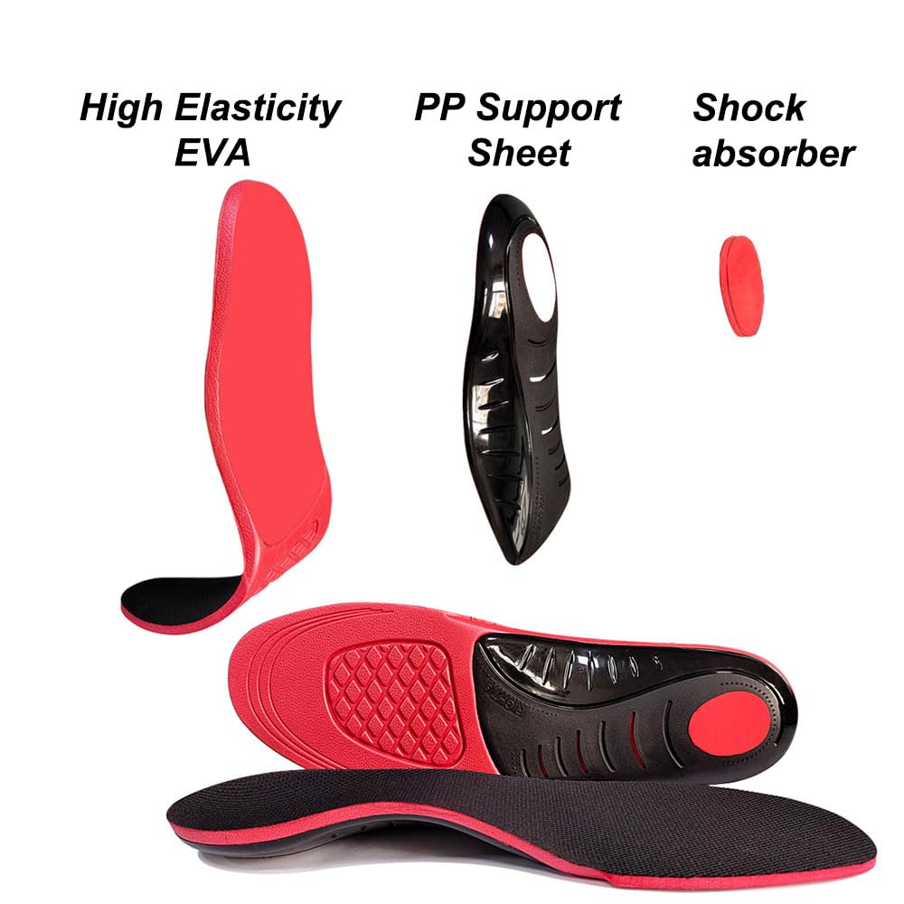 Solette ortopediche, soletta ammortizzante sportiva, poggiapiedi alto per uomo e donna, solette per scarpe troppo grandi per piedi piatti, fascite plantare, dolore al piede (L)