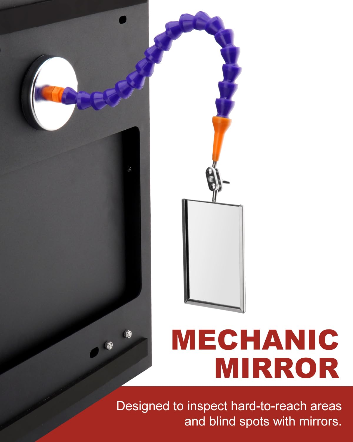 Espejo de inspección de coche, espejo de ángulo muerto, espejo de soldadura, herramienta de taller de coche, con base magnética, flexible, ajustable, espejo magnético para mecánicos técnicos