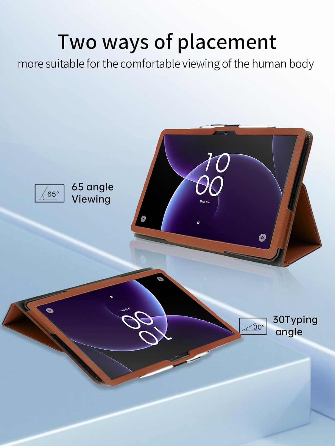 Leather Case for TCL TAB 10 Gen 4 10.1" Tablet, Stand Cover, Brown image 3