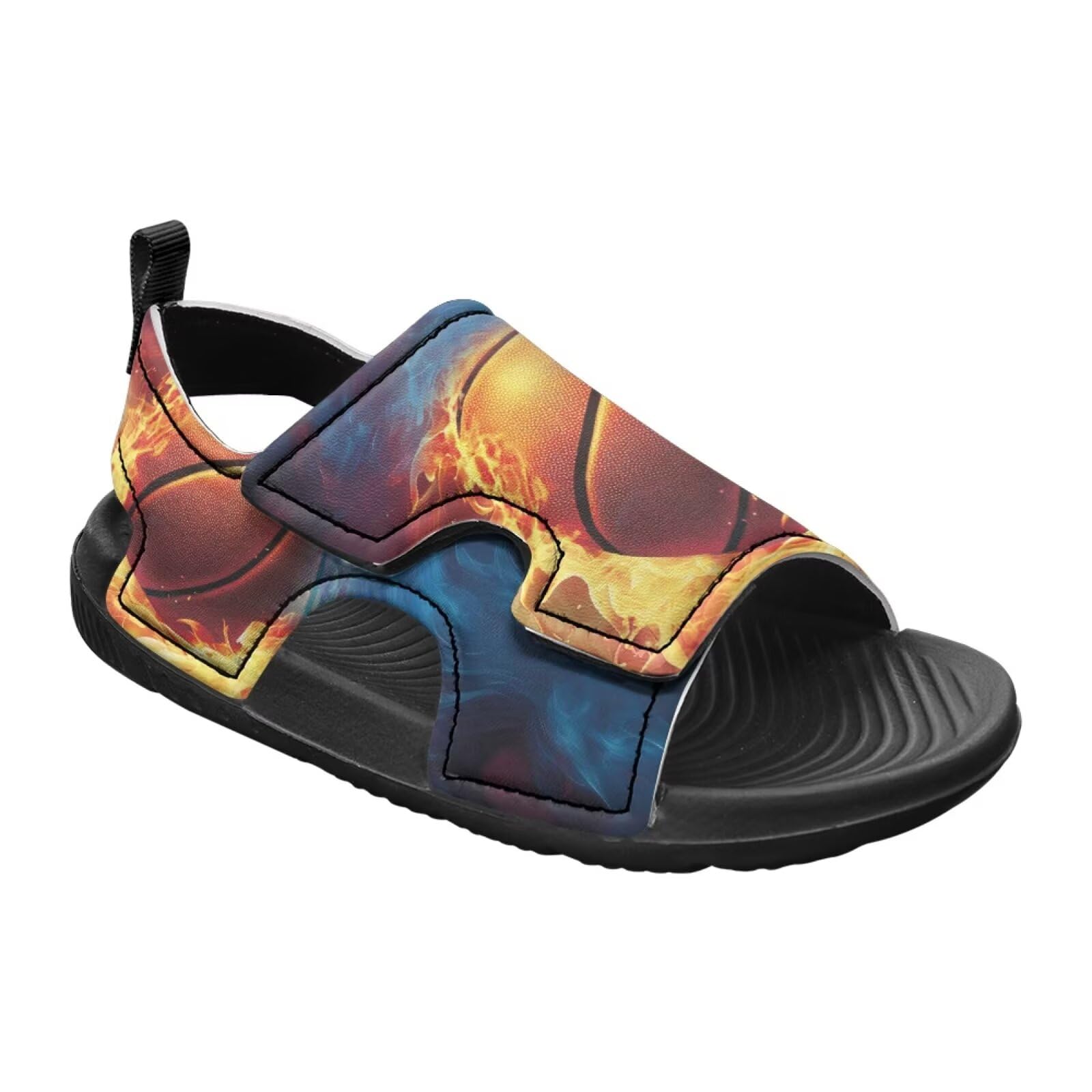 Pointodoor Boys Flame Basketball Sandals Summer Open Toe Outdoor Sport Sandals Anti Slip Hiking Beach Pool Water Shoes-12
