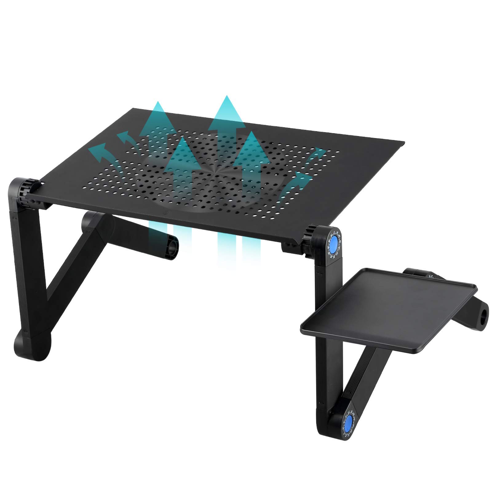 Laptop Stand, Adjustable Folding Desk Riser with Mouse Pad, Laptop Holder for Desk Bed Sofa