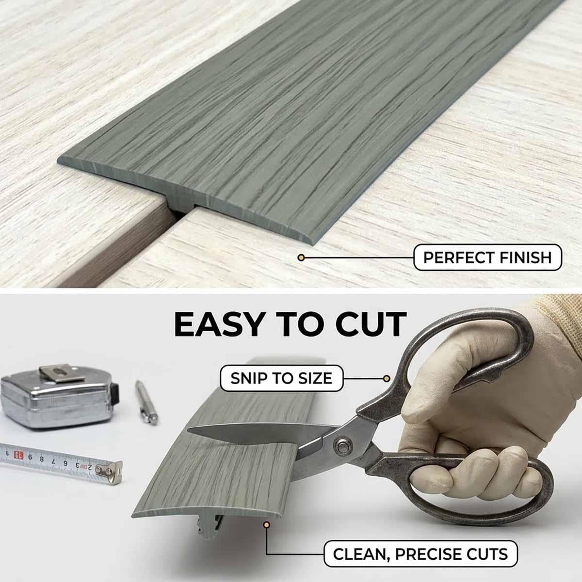 Perfil De Transición Para Suelo Autoadhesivo PVC, Tira De Umbral Tapajuntas Suelo Para Conexión De Azulejos Y Vinilo Suelo, Grano Madera 100-1000cm(Negro,W5xL900cm)