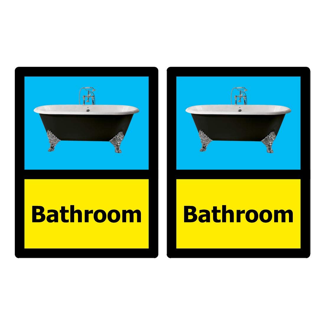 Pack of 2 Bathroom Dementia Signs for People with Alzheimer's in Care Homes and households. Size 150mm x 200mm self Adhesive Stickers. Ideal for Internal Doors
