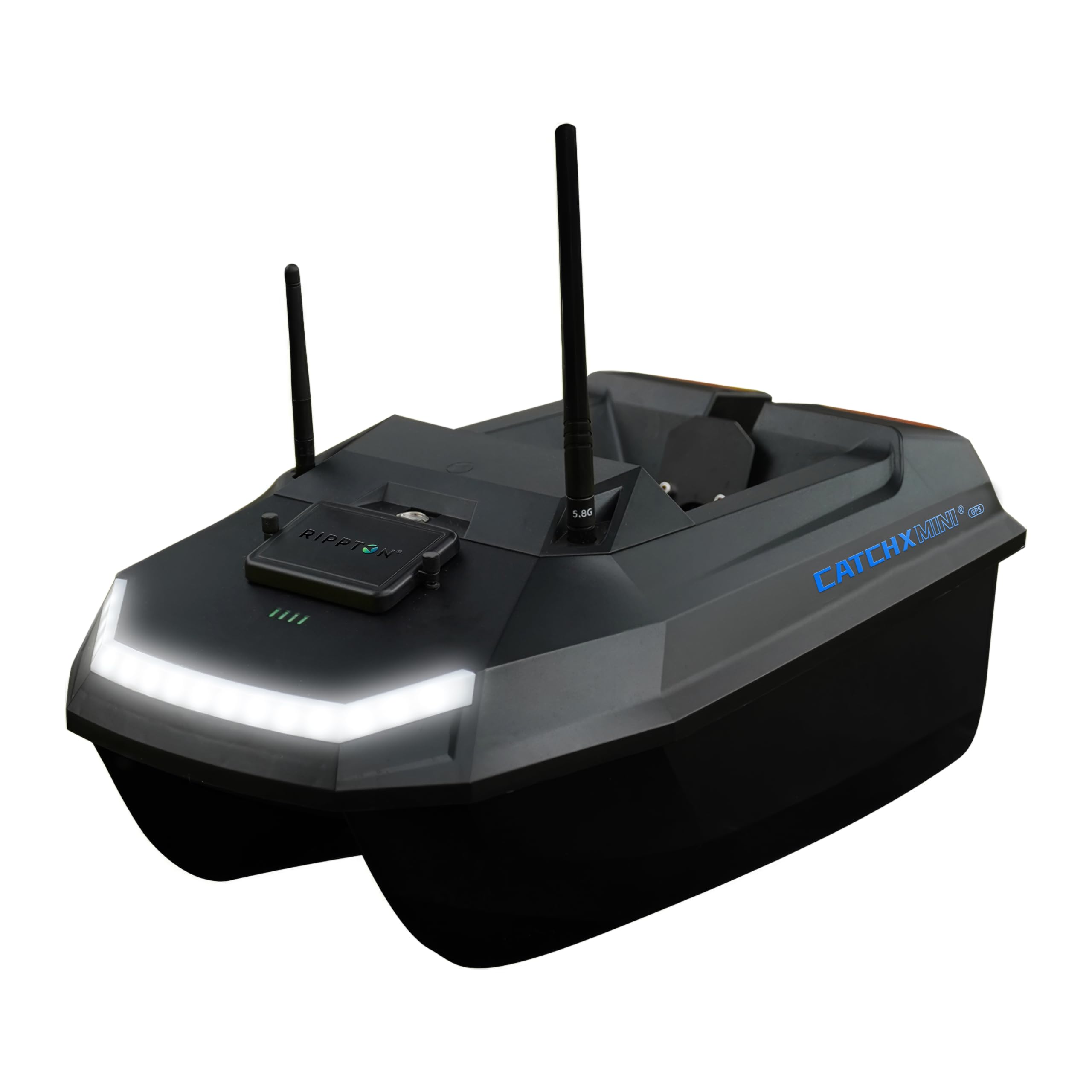 Rippton CatchX Mini Ultra GPS Bait Boat for Carp Fishing, Precision Fishing Accessories with 1.5kg Hopper, 400m Range, App Navigation, Quiet Motor, 2 Hour Runtime, Sonar Ready Design