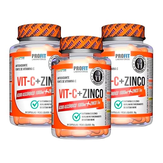 Kit 3x Vitamina C Vit C 1000mg Ácido Ascórbico - Profit Labs