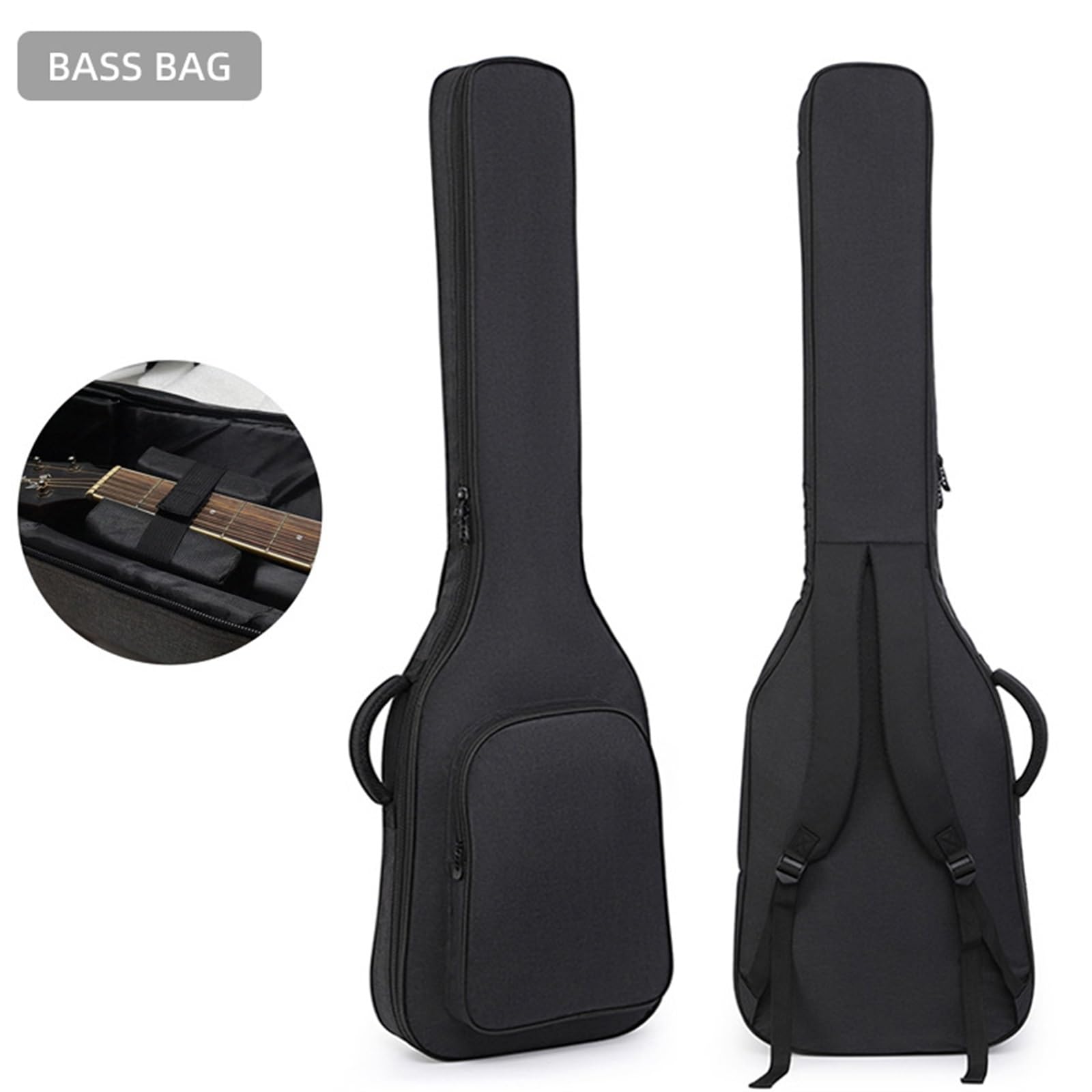 Thicken Guitar Bag Professional Bass Backpack Portable Electric Guitar Shoulder Waterproof Black Musician Cover Case (Color : Bass bag, Size : A)