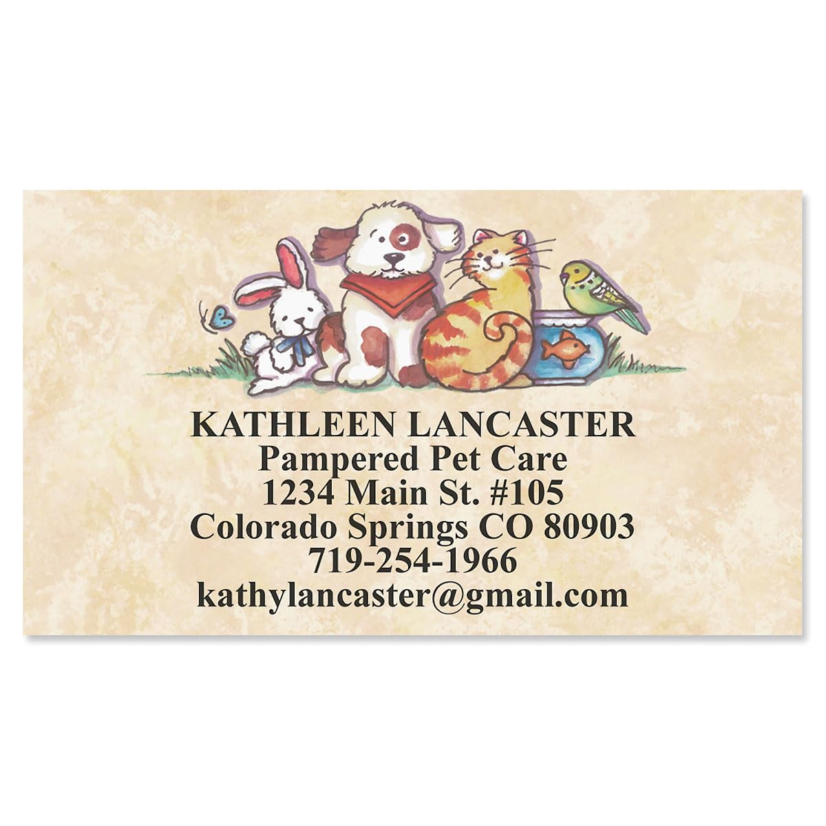 Pets Designer Business Cards - Set of 250 2" x 3-1/2", Veterinarian, Pet, Vet, Cat, Dog, Personalized Clinic Cards, 80# Cover Stock, Opaque, Matte