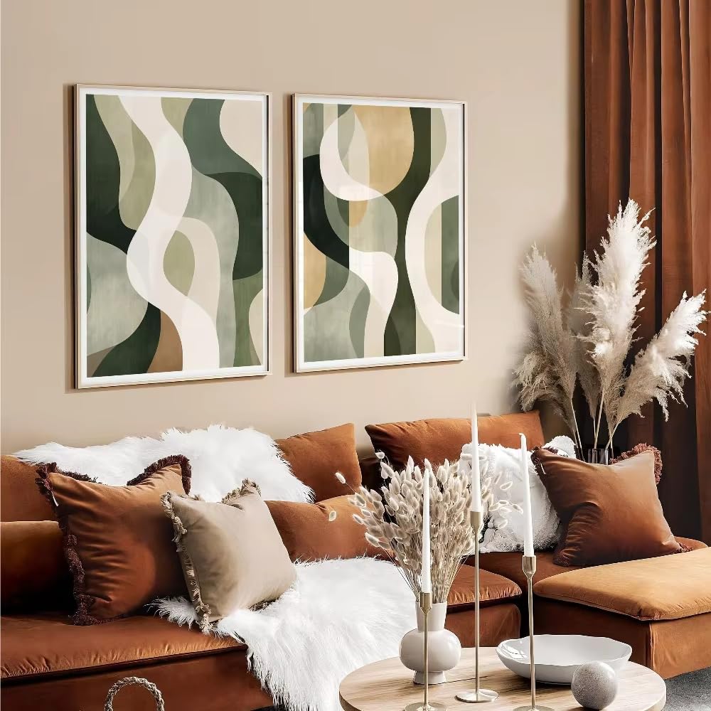 LTjiajuypd Stampa artistica minimalista su tela con foglie tropicali verdi, ambientazione botanica nella foresta pluviale, palma viridiana (70x100 cm - 2 pezzi)