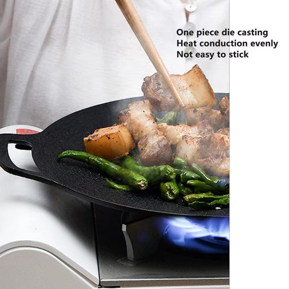 Non-stick Round Baking Pan Korean BBQ Grill Pan 11in with Heat-Resistant Gloves