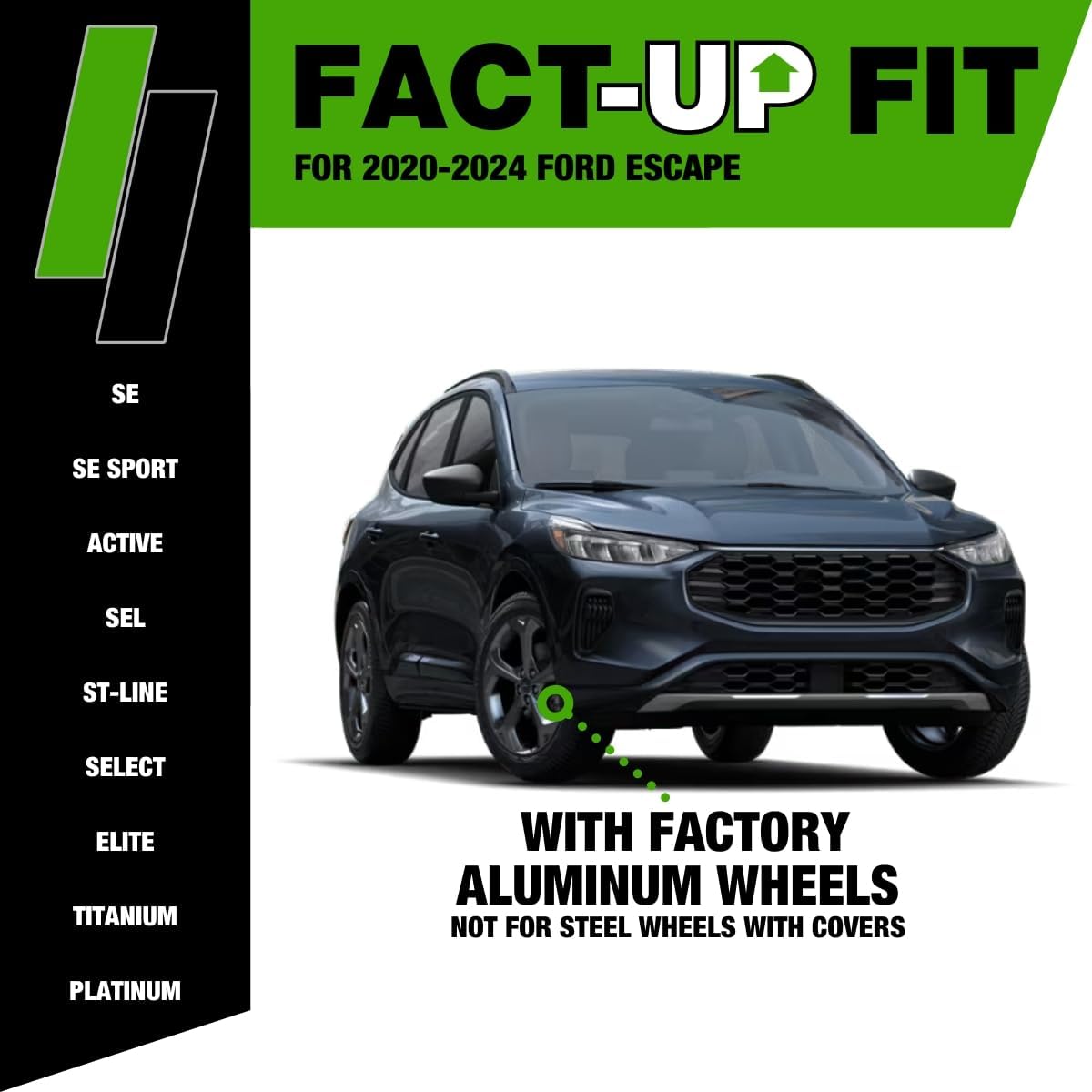 DPAccessories Lug Nuts Compatible with 2020-2024 Ford Escape | Black OEM Style | Factory Aluminum Wheels Only | Set of 20 Wheel Nuts | DESC04F-BK/1