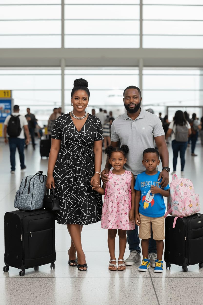 FANDEE Plus Size Midi Dress, V Neck Short Sleeve African Dress with Belt Summer Wrap Cocktail Dresses for Women with Pockets