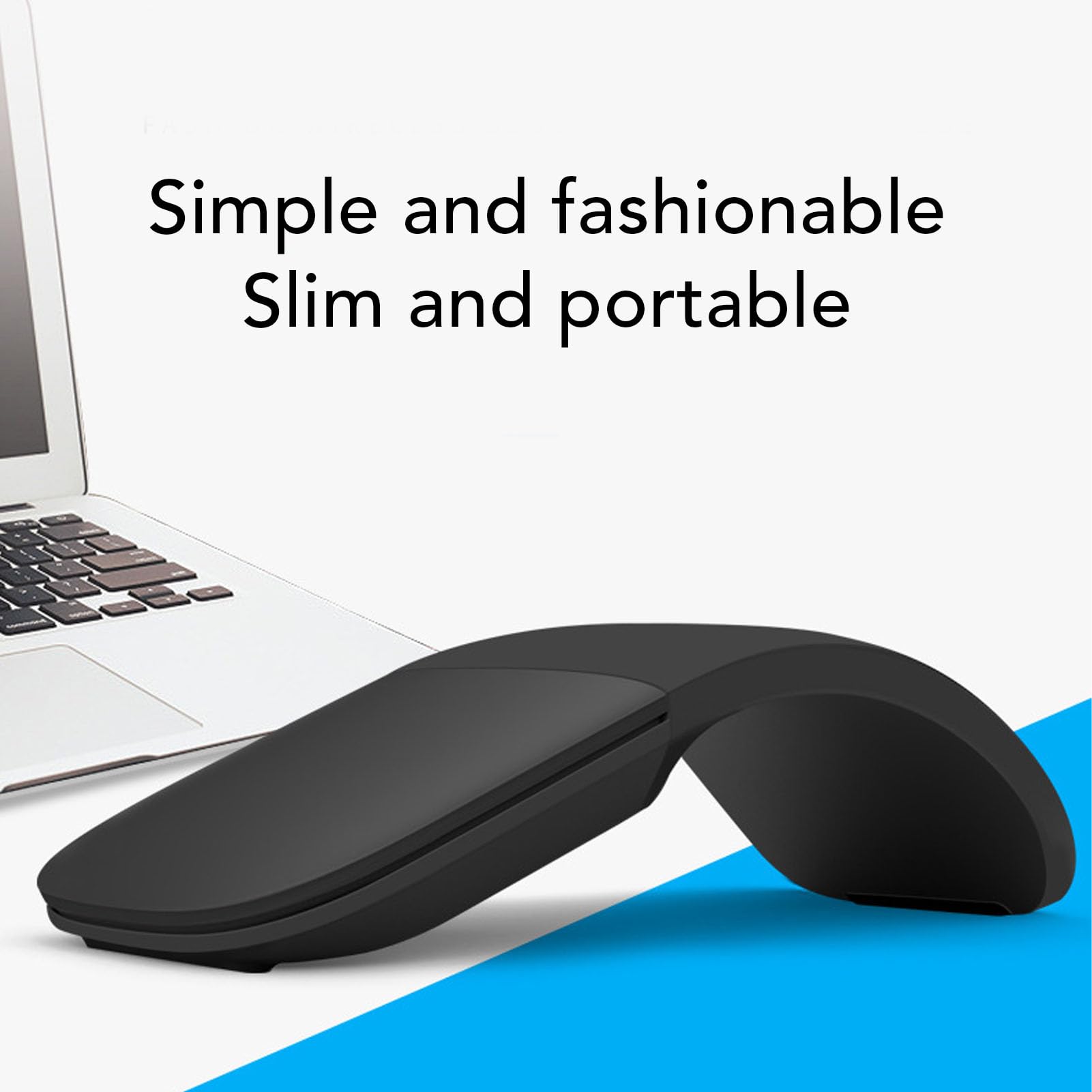 Goshyda Mysz Bluetooth Arc, Ultracienka Bezprzewodowa, Składana Mysz Arc Touch, do Laptopów, Tabletów, Smartfonów (BLACK)