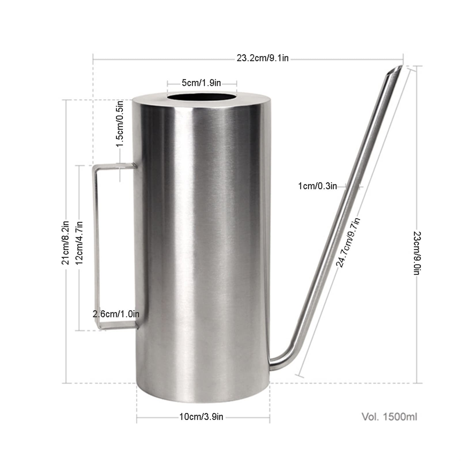 Arrosoir en acier inoxydable pour plantes d'intérieur avec long bec verseur - Outil de jardin